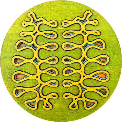 Spine Coaster in Green Yellow Blue and Orange